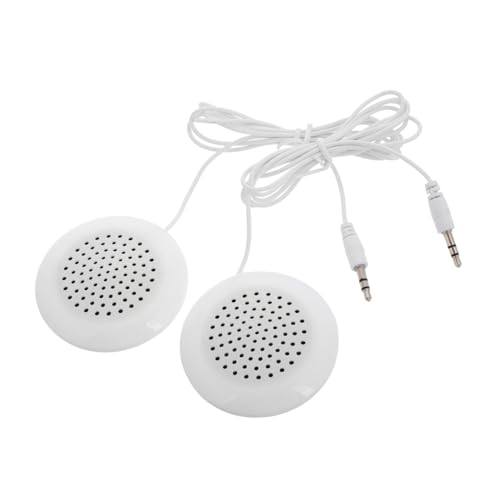 WOONEKY 2 Stück Mini Lautsprecher mit Klinkenanschluss Tragbare Kissenlautsprecher für Cd Player für Reisen und Schlaf Weiß Klarer Stereo Sound Freihändig Nutzbar