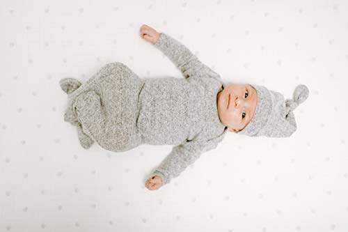 Aden + Anais Snuggle Knit Knotted Newborn Baby Gown & Hat Set-Heather Grey #TOP4