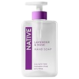 Native Liquid Hand Soap, Lavender & Rose Scent, Non-Drying Formula for Soft, Smooth Hands, Made with Plant-Based Cleansers, Sulfate & Paraben Free, 13 oz Bottle