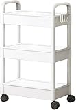 Rollwagen-Aufbewahrungswagen/Küchenwagen/Multifunktional Servierwagen/Bastelwagen Mit Zwei Rollen/Bücherwagen/Mobiler Aufbewahrungsregal-Organizer/Roll Regals Für Büro(White)