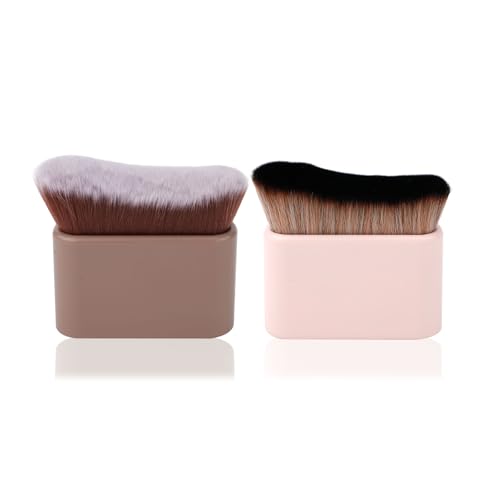 2pcs Pinceau Autobronzant, Brosse Bronzage Pinceau Kabuki Self Tanner Brush Applicateur Autobronzant pour Mélanger le Fond de Teint Liquide Corps Visage (Rose Chair, Rose)