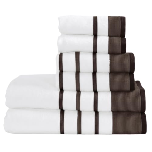 Great Bay Home Decorative Bath Sheet Set - Luxury Cotton 6 Piece Bath Sheet Set - Luxurious, Ultra-Soft, Durable Towels for Bathroom Decor (Chocolate/Silver Cloud)