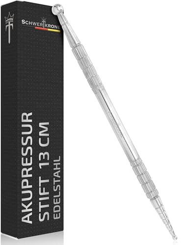 SCHWERTKRONE® Akupressurstift Edelstahl 13 cm Kugel 2.5/6 mm - Meridianstift Narbenstift Druckpunktmassager