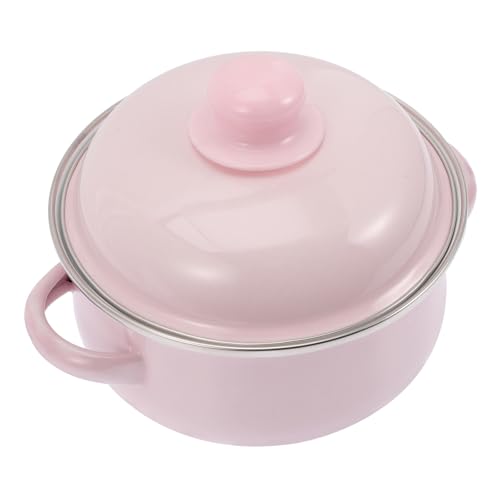 HOMSFOU Olla para Guisos Esmaltada Tapa y Asas Dobles, 16 CM, Resistente al Calor, Adecuado para Cocina Doméstica y Sopas