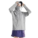 [§ｚｚ．ｌｕｘｉ] UV パーカー 冷感 -7℃ レディース UVカットラッシュガード パーカー 接触冷感 UVカット 水着 体型カバー ラッシュパーカー 長袖 涼しい UPF50+360度紫外線対策 通気性 吸汗速乾 フード付き 夏 薄手 (JP, アルファベット, L, グレー-タイプD「メッシュ付き＋通気口」)