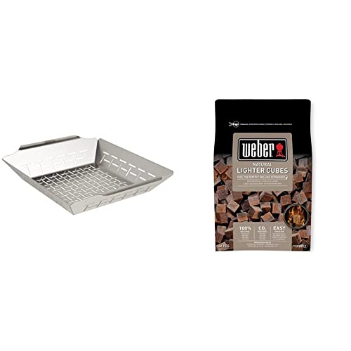 Weber(ウェーバー) バーベキュー コンロ BBQ グリル ベジタブルバスケット 大 【日本正規品】 6434+ 100%天然素材点火キューブ 48個【日本正規品】 17612（Amazon）