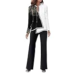 HOOUDO Women's Trouser Suits 2 Piece Colorblock Wedding Guest Pants Elegant Formal Prom Evening Trouser Suit Plus Size