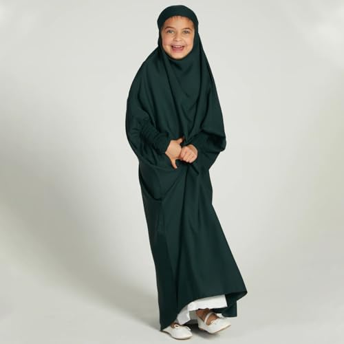 Kids Muslim Dress for Girls Hooded Abaya with Hijab Islamic Prayer Clothes Ramadan Full Cover Burka Jilbab Kaftan Robe4