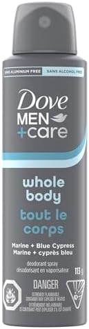 Dove Men+Care Deodorant Spray Whole Body Marine + Blue Cypress Al...