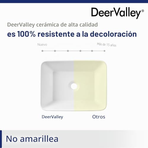 Lavabo rectangular blanco DeerValley moderno para lavabo de baño y guardarropa 7