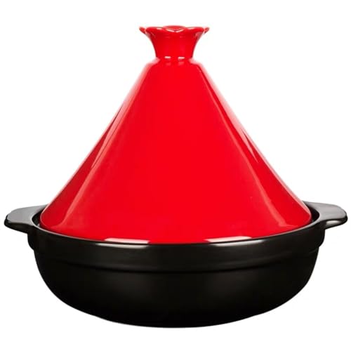 Tajine marocain en céramique rouge pour éviter de sécher la viande