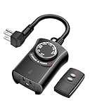 HBN Outdoor Light Timer with Remote Control, Waterproof Light Sensor Timer, 100 ft Wireless Range, 1 Grounded Outlet for Christmas Lights, 15A 1/2HP Heavy Duty