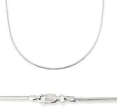 Sonia Jewels Solid 14k White Gold Round Snake Chain Necklace .8mm 18"