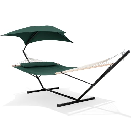 Image of SUNCREAT Portable Outdoor Hammock with Stand, Canopy, Dark Green