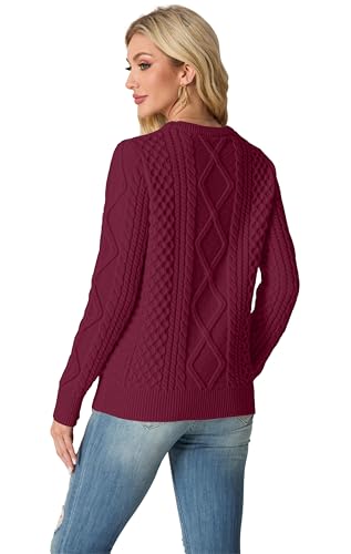 Image of GRECERELLE 2026 Womens Fall Winter Long Sleeve Casual Pullover Sweater Tops | Crewneck, Cable Knit, Chunky, Vintage Style, Anti-static(XS-2XL)