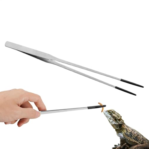 Reptilien- Futterzange mit Gummispitze, Gummispitze, Terrarium- Futterspender für Tank, 26, 7 cm, Edelstahl- Tank, Haustierzubehör für Panzer- Eidechsen, Bartdrache-7