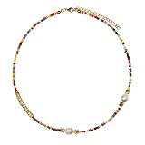 Collar de perlas minimalista, cuentas de vidrio multicolores mezcladas, gargantilla de verano, joyería barroca