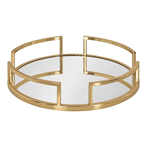 image for Kate and Laurel Gohana Modern Mirrored Tray, 16 Inch Diameter, Gold, D
