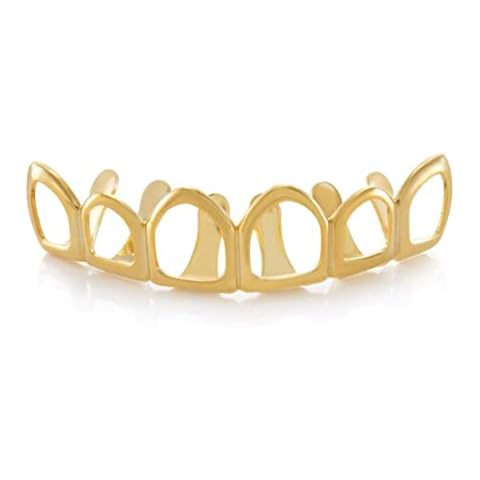 Big Dawgs Bling Hip Hop 14K Gold Plated Open Face Lower Grillz with at-Home Mold Kit Cover