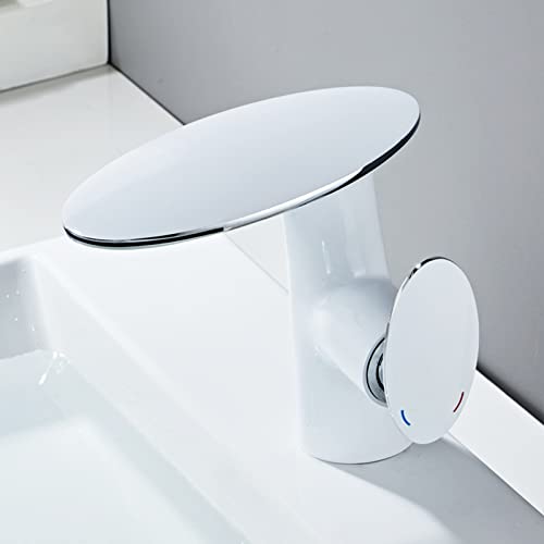 Robinet de lavabo cascade eau chaude et froide en laiton monotrou
