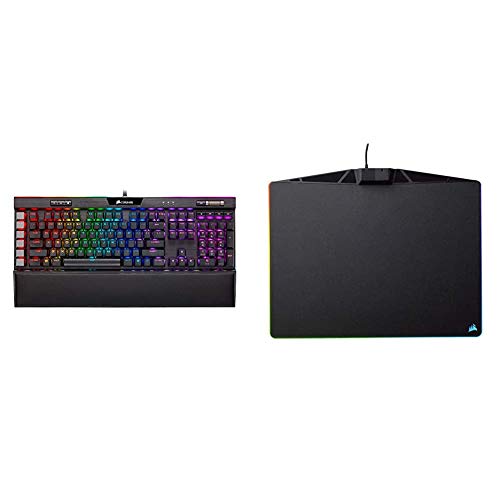 Corsair K95 RGB Platinum XT Mechanical Gaming Keyboard, Backlit RGB LED, Black & MM800 Polaris RGB Mouse Pad - 15 RGB LED Zones - USB Pass Through - High-Performance Mouse Pad, Black