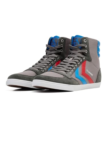 Hummel Slimmer Stadil High, Sneaker A Collo Alto Unisex - Adulto, Castlerock Ribbon Red Brilliant Blue 63 511 0528, 39 Eu - 3