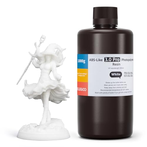 ELEGOO ABS-Like 3.0 Pro Résin, Blanc 1000g, Résine d'Impression 3D Améliorée pour une Meilleure Résistance à la Chaleur et aux Rayures, Compatible avec...