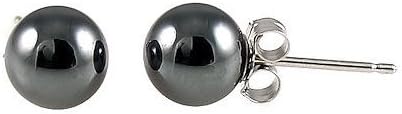 Trustmark 925 Sterling Silver 6mm Created Black Hematine Ball Stud Post Earrings