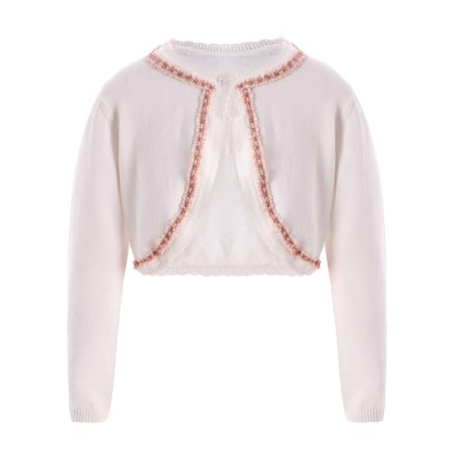 Little Girls Knitted Shrug Open Front Cropped Sweaters Tops Long Sleeve Bolero Cardigan