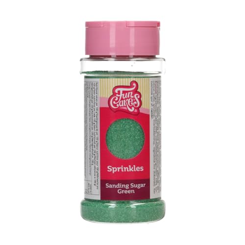 FunCakes Sanding Sugar Green, Verde: Sabor Excelente, Perfecto para Decorar Tartas, Cakepops, Caramelos, Galletas, Magdalenas, Cupcakes - 80 g