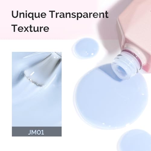 Image of MelodySusie Jeweliver Gel Nail Polish, 0.5Fl Oz Light Blue Jelly Gel Polish Sheer Translucent Nude Soak Off UV LED Light Cure Spring Summer Colors Manicure Nail Art DIY at Home JM01