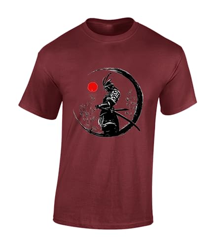 Image of Crown Designs Painted Samurai Cool Premium Quality Regular Fit T-Shirt Top for Men and Teens - Red/XXL