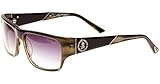 Ed Hardy Skull & Crossbones Sunglasses Olive Horn Grey Gradient 56 17 135