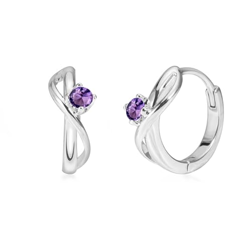FH.bird アメジスト ピアス レディース 18金 シルバー925 金属アレルギー対応 フープピアス 誕生日 記念日 20代 30代 40代 プレゼント 女性