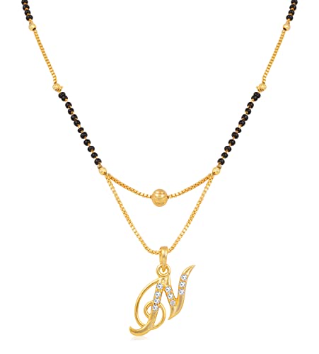 Sukkhi Stylish Gold Plated Letter N Mangalsutra for Women (M101042) (B09QWZJPJV) Amazon Price History, Amazon Price Tracker