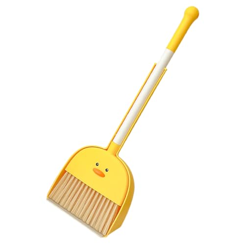 WEKADRIN Mini Besen und Kehrschaufel Set Leichtes Kindgerechtes Reinigungswerkzeug mit Niedlicher Entenform für Hausarbeit Feinmotorik und Eltern Junge Mädchen aktivitäten Geeignet für