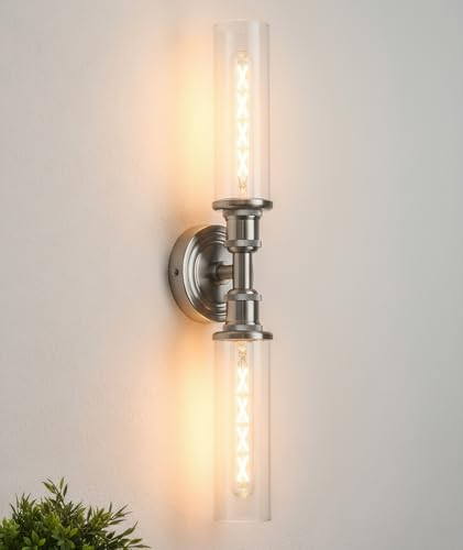 Ken & Ricky Modern 24" Wall Sconce,Hardwired,Brush Nickel