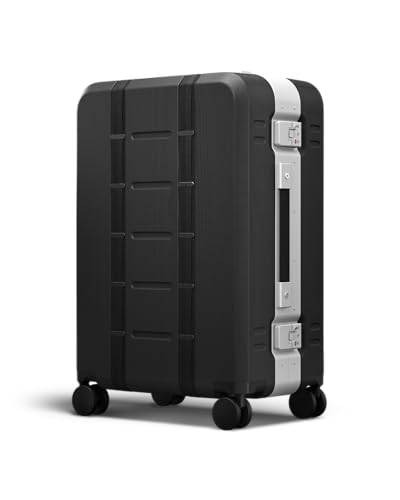 Db Journey D_b_ Ramverk Pro Medium Check-In 25 Inch Hardside Luggage Extra Protection Aluminum Frame, Silent 360 Spinner Wheels, TSA Lock, Interior Laptop Compartment - Silver Frame/Black