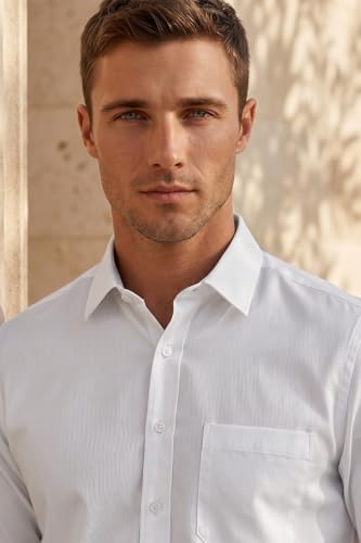 Image of Louis Philippe Men's Slim Fit Easy to Iron Everyday wear Premium Cotton Full Sleeve Textured Formal Shirt