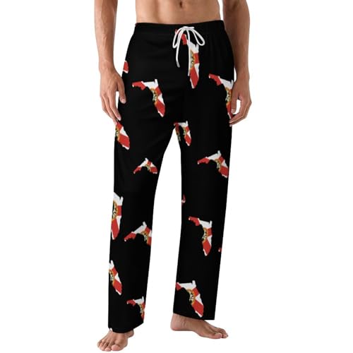 Florida State Flag Map Classic Mens Pajama Pants Sleepwear Soft Lounge Sleep PJ Bottoms with Pockets