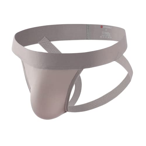 Broddle Men's Jockstrap Stretchy Nylon Pouch Workout Performance Athletic Supporters For Men Light Grey #TOP11