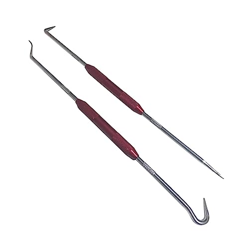 HOODANCOS Oil Seal Gasket Puller Tool 2pc Mini Crochet Hooks Aluminum Alloy Handle Car Repair