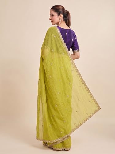 Image of Women's Chiffon Saree with Unstitched Blouse Piece