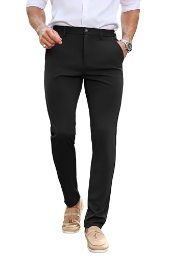 Men's Dress Pants Slim Fit Flat Front Wrinkle-Resistant Premium Business Casual Pant - Easy Care, Versatile Style