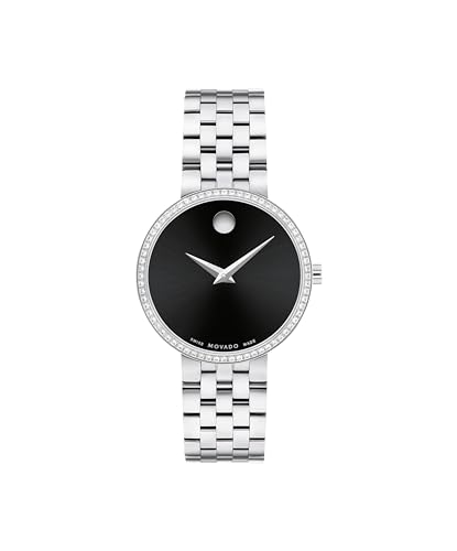 Movado Museum Classic Women's Watch - Swiss Quartz 2H Movement, Stainless Steel Link Bracelet Watch with Diamonds - 3 ATM Water Resistance - Luxury Fashion Timepiece for Her - 29.5mm