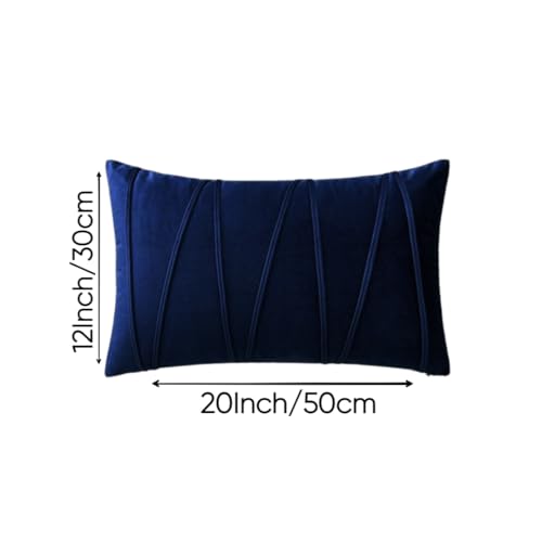 Image of Amazon Brand - Umi Decorative Striped Throw Pillow Covers 12 X 20 Inch,Soft Solid Velvet Pillow Covers Cushion Case with Zigzag Pattern for Sofa Bedroom 30 X 50 Cm (Pack of 2) Blue