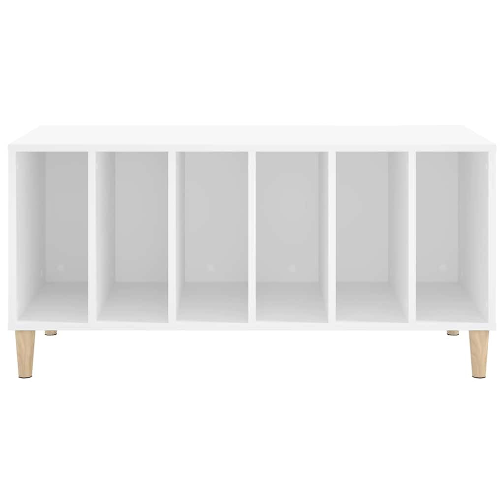 Générique Armadio a dischi in vinile bianco 100 x 38 x 48 cm in legno di ingegneria, mobile portaoggetti per LP con piano robusto per giradischi, ideale come mobile TV o armadio laterale.