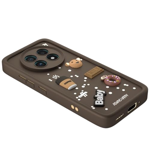 Image of Bintage CASE Cute Fun Taddy Cartoon 3D Ball Bear Milk Cake Coffee Silicon Case Full Body & Camera Protection Back Cover Compatible for Realme 13 Pro Plus 5G - Brown