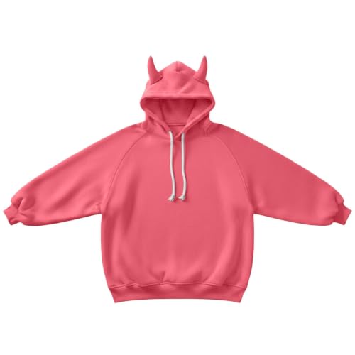 Fall Hoodies for Women Fleece Devil Horn Harajuku Pullover Sweatshirt - image 6
