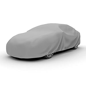 Budge Duro 3 Layer Car Cover, Water Resistant, Scratchproof, Dustproof Cover, Fits Cars up to 19′, Gray
